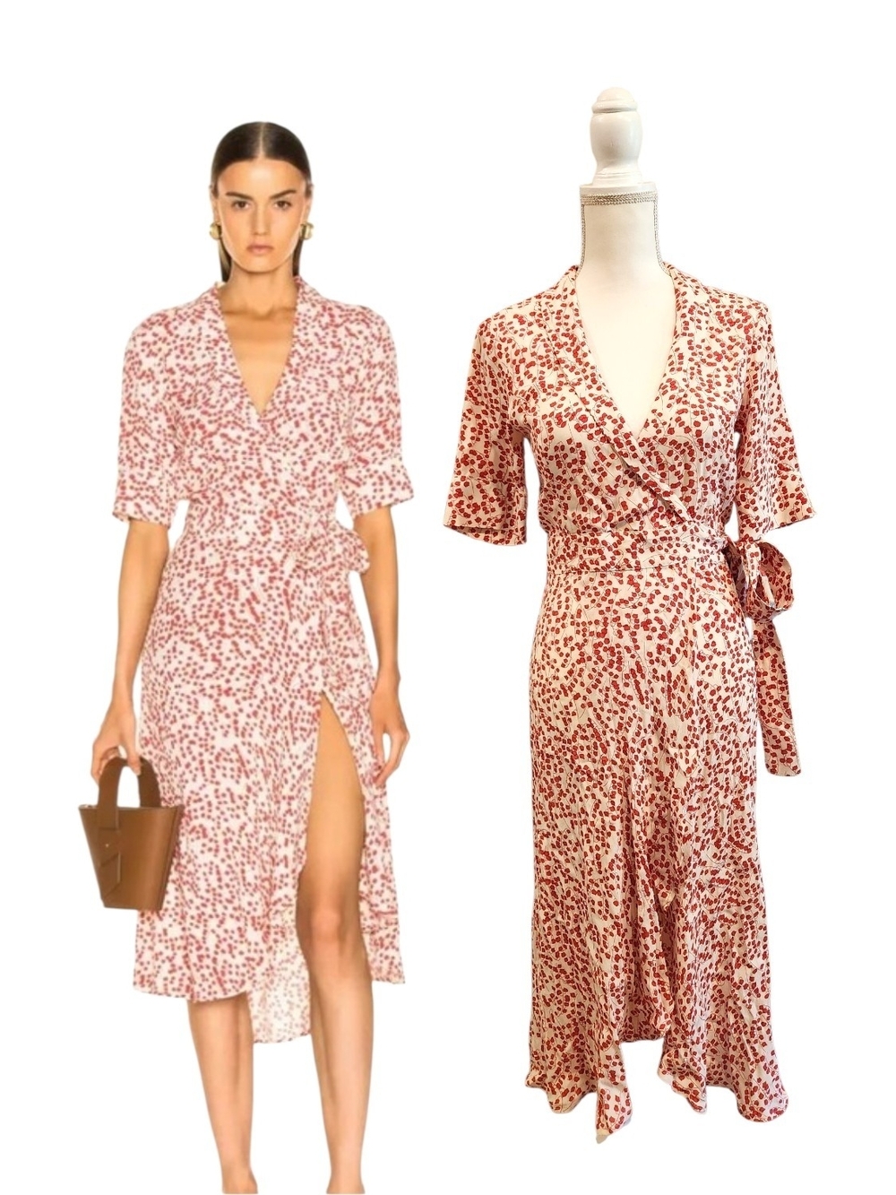 GANNI Floral Wildflower Crepe Wrap Side Tie Midi Romantic Dress Sz 34 / US 2